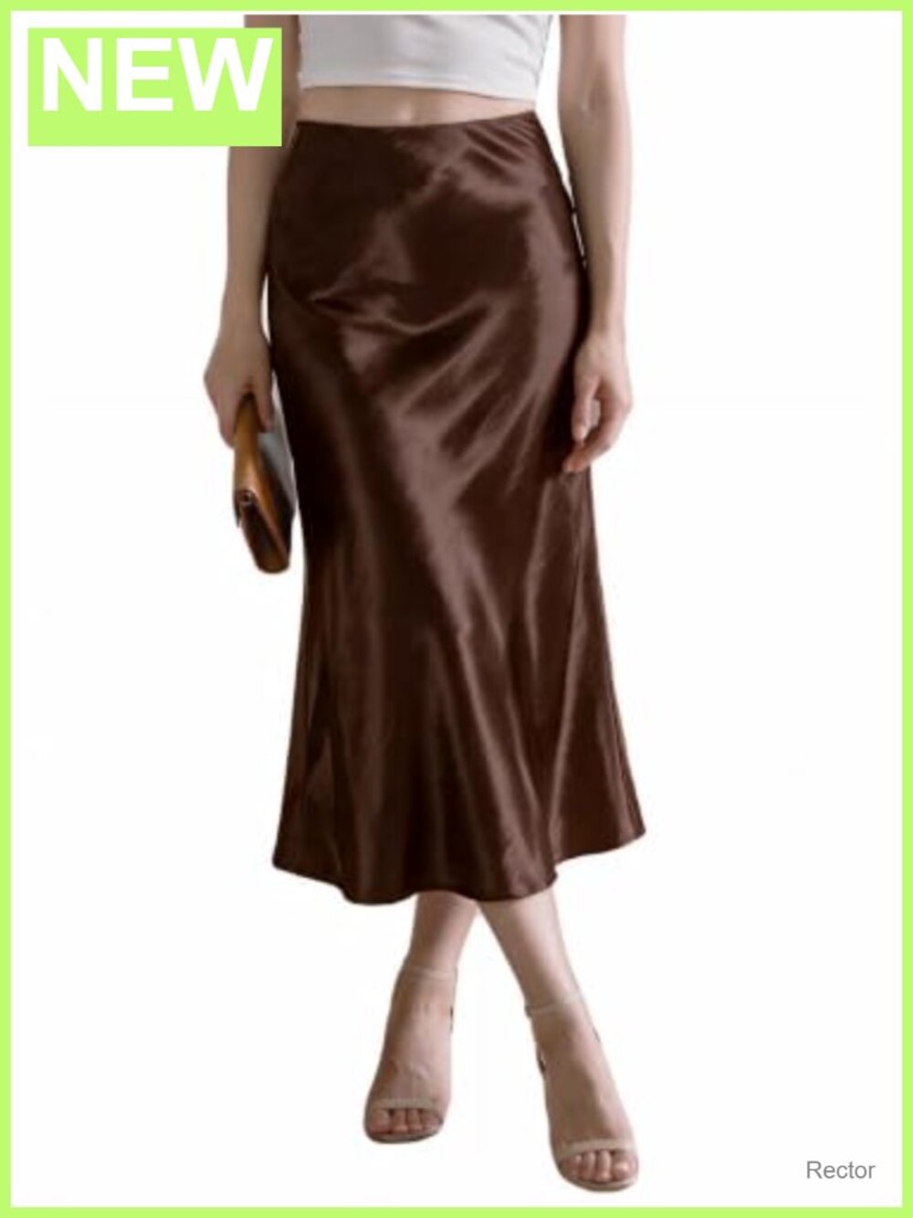 Satin Silky Midi Skirt A-Line High Waisted Elegant